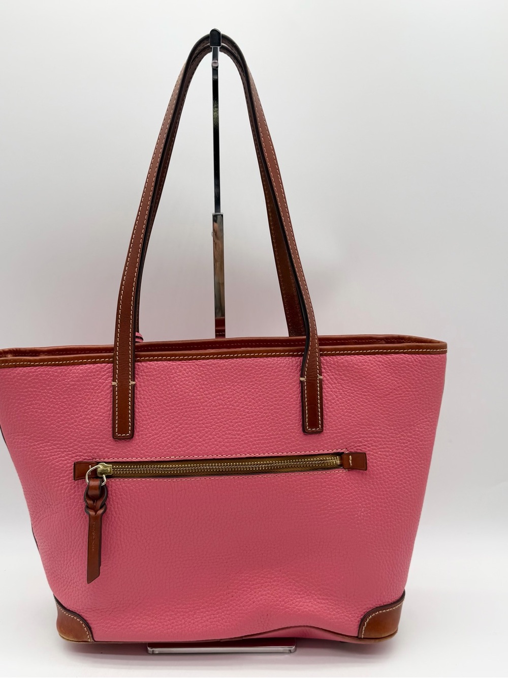 Dooney & Bourke Charleston Leather Tote Shoulder Bag Charm Bubble Gum Zip Large - Picture 2 of 14